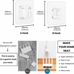 shrey (Pack of 30) Self-Adhesive WALL MOUNTED Male Female Hook 1.120 Hook 1 image 2