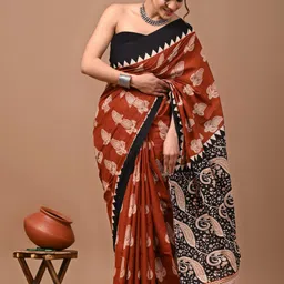 Floral Print Daily Wear Pure Cotton Saree-image-23