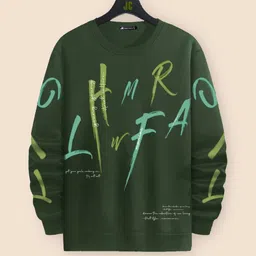 jump cuts Men Typography Round Neck Pure Cotton Green, Light Green T-Shirt-picture-27