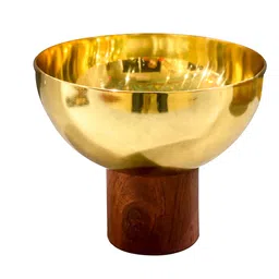 izzhaar Golden Forest 750ml Brown Stainless steel & Wood Serving Bowl image 5