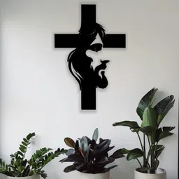 dphoenix Jesus Face Cross Wall Decor – MDF Christian Wall Hanging image 1