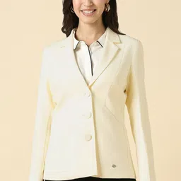 Women Solid Single Breasted Formal Blazer-image-6