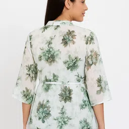 madhavmart Casual Regular Sleeves Floral Print Women White Top image 2