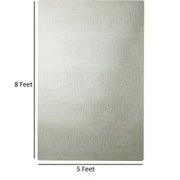 imperial knots Ivory Wool Geometric 8 x 5 Feet Hand Tufted Carpet image 3