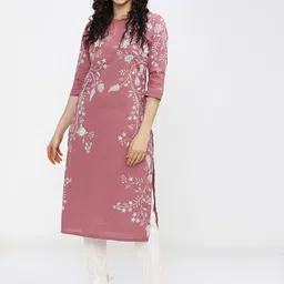 vishudh Women Printed Pure Cotton Straight Kurta image 1