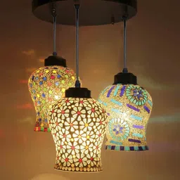 new era Vintage Multicolour Glass Cluster Hanging Light image 3