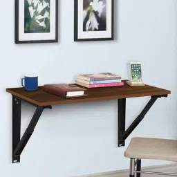 kawachi Alicia Wall Mounted Table in Oak Brown Finish image 1