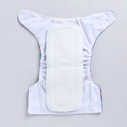 rbastic Reusable Cloth Diaper with Absorbent Insert White Base,Mermaid Print Blue image 3