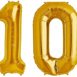 de-techinn Solid (40.64 CM Size) Numerical Number Two Digit 10 Soild (Golden) Color 3D Foil Balloons For Kids Party Supplies, Birthday And Anniversary Parties Decoration And Celebration Balloon-picture-29