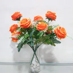 SAF 5H Artificial Rose Flowers Bunches for Vase Orange Rose Artificial Flower-image-1