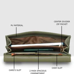 esbeda Women Casual Green Artificial Leather Wallet image 4