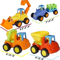 razz bazz Construction Toy Play Set|Excavator, Dumper, Cement Mixer & Tractor Trolly-66-picture-19