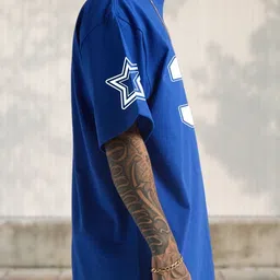 cool plus Men Printed Round Neck Cotton Blend Blue T-Shirt image 5