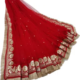 navti creations Net Embroidered Red Women Dupatta-picture-11