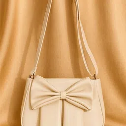 blvck threadz Beige Women Shoulder Bag Chic Bowknot Pleated Beige Shoulder Bag-picture-13