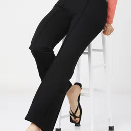 tokyo talkies Women Regular Fit Black Viscose Rayon Trousers-picture-30