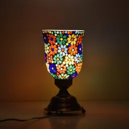 ionic glass Mosaic Table Lamp Aluminum Base Traditional Turkish Glass Shade Lamp Table Lamp image 2