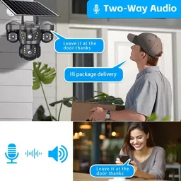 SIOVS CCTV Smart 4G Sim Solar Powered 360°View 3 Lens Camera Solar Panel Night Vision Security Camera image 3