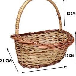 artsy Multipurpose Decorative Hand Woven Cane Basket With Hanlde, Bamboo basket Wooden Fruit & Vegetable Basket image 4