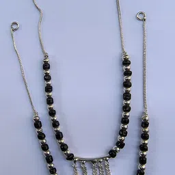 A . B . .. black manka in middle latakn ghungroo Sterling Silver Anklet-image-83