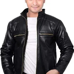 ps traders Men Solid Leather Jacket image 3