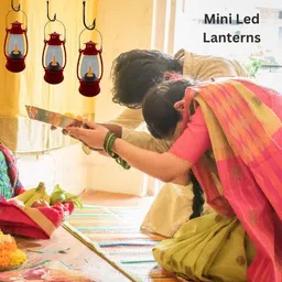 edust Mini Led Lantern for Home Decoration (Set of 6) Red Plastic Hanging Lantern image 3