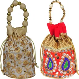 Women Gold, Multicolor Potli-image-44