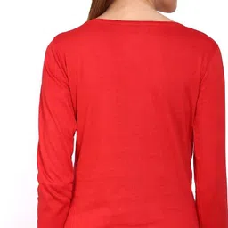 ap'pulse Pack of 2 Women Solid Round Neck Pure Cotton Purple, Red T-Shirt image 3