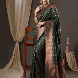 aruxa fashion Printed Kanjivaram Pure Silk, Art Silk Saree image 3
