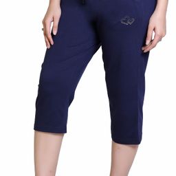 hifzaa Women Dark Blue Capri-picture-0