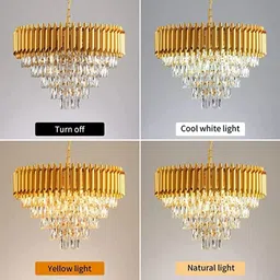 svah 600mm Full gold Round Chandelier For Living Room Bed Room Chandelier Ceiling Lamp image 3