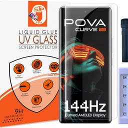 STP FEEL Tempered Glass Guard for Tecno Pova Curve 5G UV Advanced Curved Screen Protector Guard with Easy Installation Kit image 1