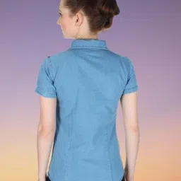 houseofcommon Women Regular Fit Solid Button Down Collar Casual Shirt image 3