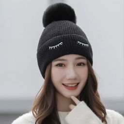 highever Women's stylish winter woolen cap soft warm fur inside pom-pom on top for girls Woven Beanie-picture-13