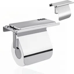 maycreate Stainless Steel Wall Mounted Toilet Paper Holder with Storage Shelf Stainless Steel Toilet Paper Holder-picture-44