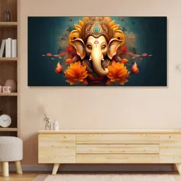 nestroots Black Canvas Framed Divine Lord Ganesa in oral aesthetic Wall Painting-picture-37