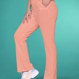 bhulax Women Comfort Fit Pink Polyester Trousers image 4