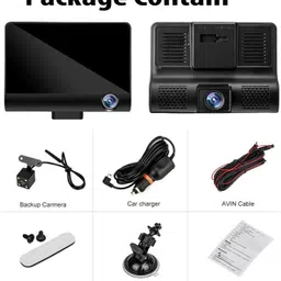 maties 1080P 4 inches LCD car Dash Cam for car security Reverse Assist Camera System Black LCD image 2