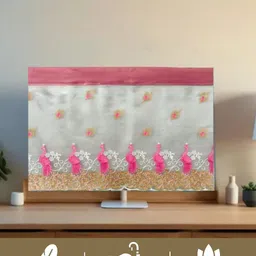 QSTED Elegant Peacock Embroidered Fabric Panel for 28 inch LCD/LED TV - PINK MOR 28 B image 3