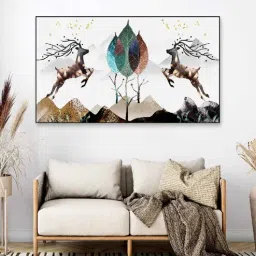 dekorstation Two Deer Multicolour Canvas Art Print-picture-15