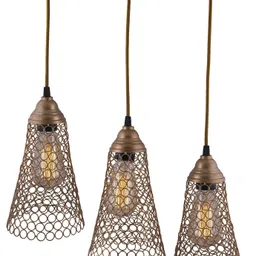 homesake 3-Lights Linear Cluster Chandelier Golden Cone Hanging Pendant Light, Kitchen Area and Dining Room Light Pendants Ceiling Lamp-picture-24