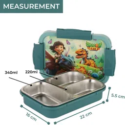 yuiop - Food Addict Stainless Steel Tifinbox - With 3 Compartments - Leakproof 3 Containers Lunch Box image 2