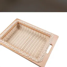 sanjari Beechwood Finish Wicker Pull-Out Basket for Modular Kitchen (24Wx20Lx6H) (600mm) Wooden Fruit & Vegetable Basket image 3