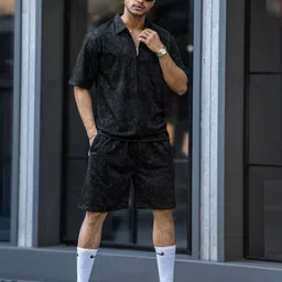 jump cuts Dyed/Washed Men Black Regular Shorts image 5