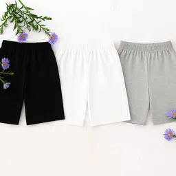 aj fashions Pack of 3 Solid Women Multicolor Cycling Shorts-picture-39