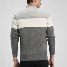 dennis lingo Men Colorblock High Neck Grey Sweater image 4