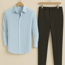 torontocn Men Cotton Blend Shirt Pant Set-picture-12