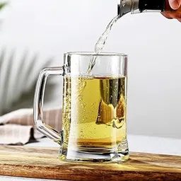 tinsuhg Clear Large Beer Mugs, Gift for Men, With Handles, Large Drinking Cups Glass Beer Mug image 2