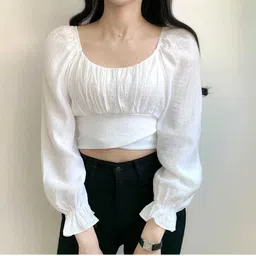 newlookas Casual Roll Up Sleeves Self Design Women White Top-picture-20