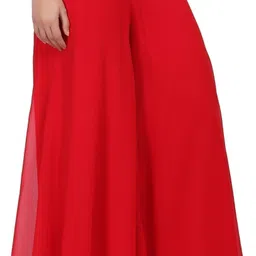 first arrival Women Flared Red Georgette Trousers image 5